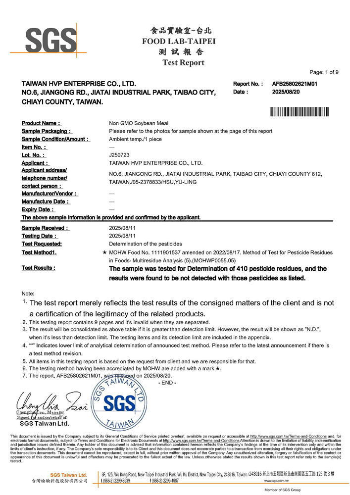 Pesticide Residues (Non-GMO 