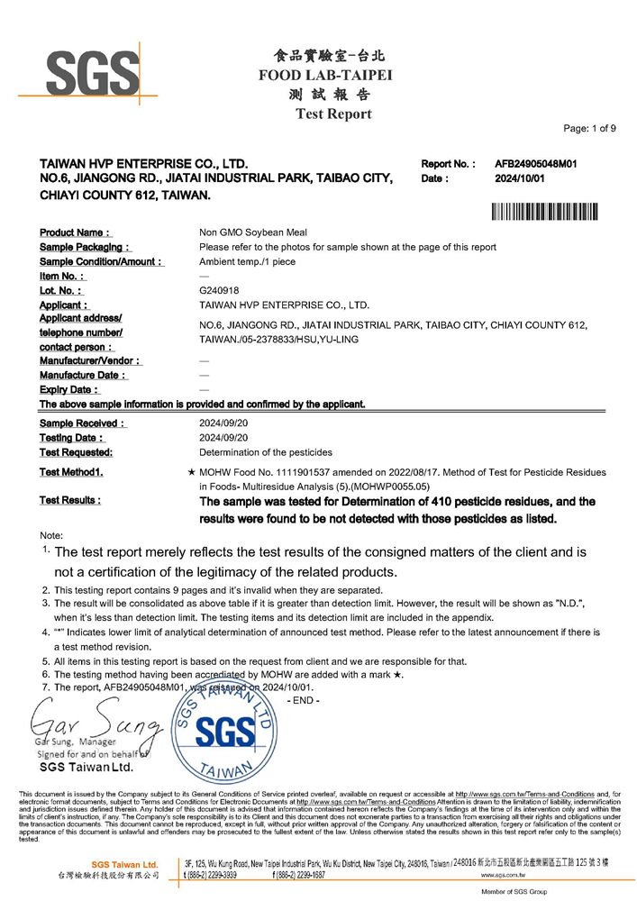 Pesticide Residues (Non-GMO 